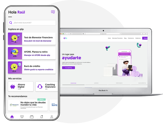 Mockup de la app de qiip usada en el estudio